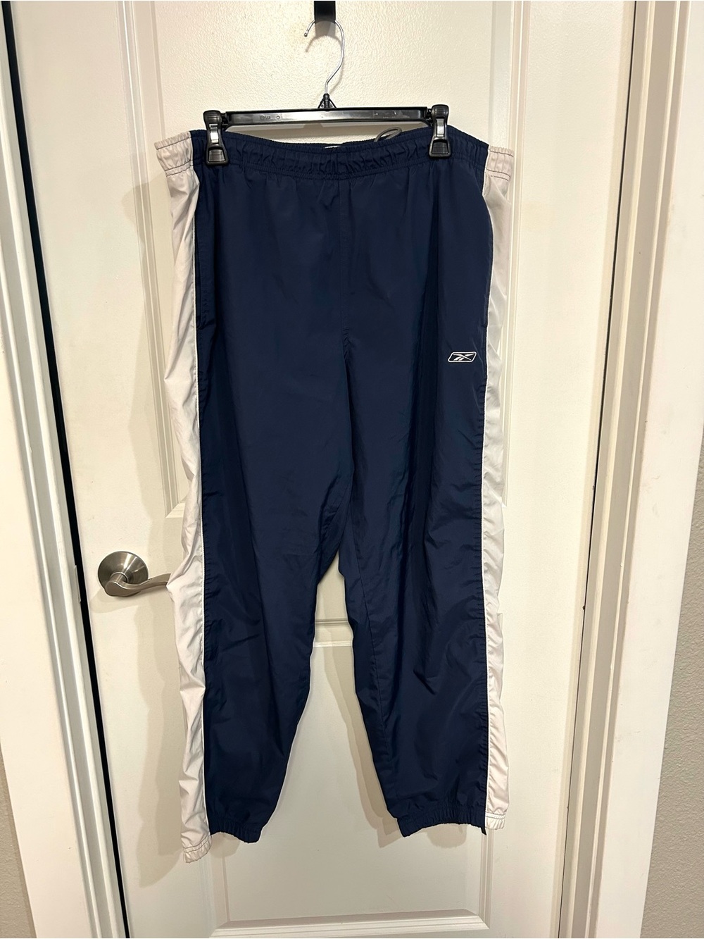 Reebok Color Block Track Pants in Blue & White Size Medium